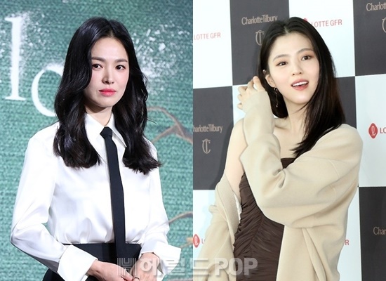 배우 송혜교, 한소희/사진=민선유 기자