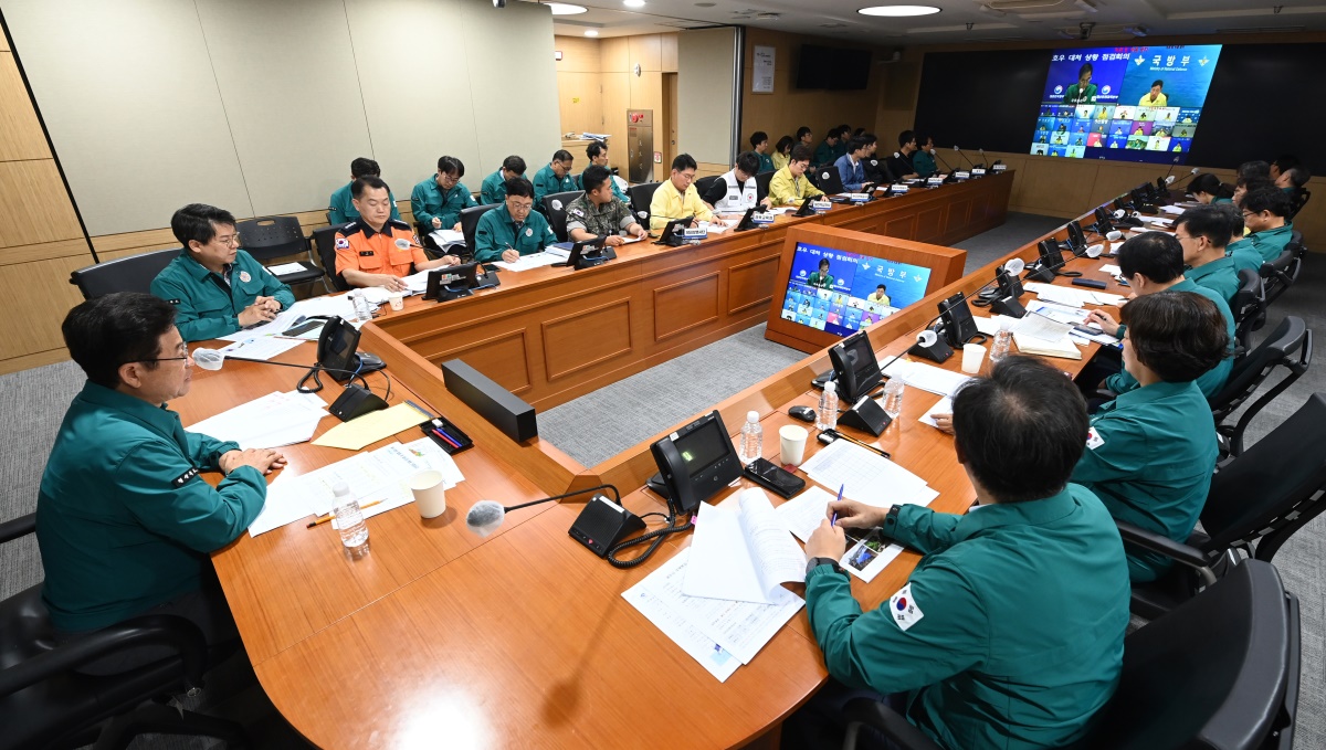 15일 오전 한덕수 국무총리 주재 호우대처상황 점검회의 모습.[경북도 제공]