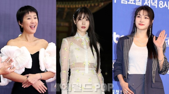 홍진경, 아이유, 박규리/사진=민선유 기자