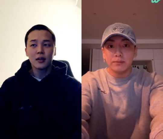 방탄소년단 지민, 정국/위버스 라이브 캡처