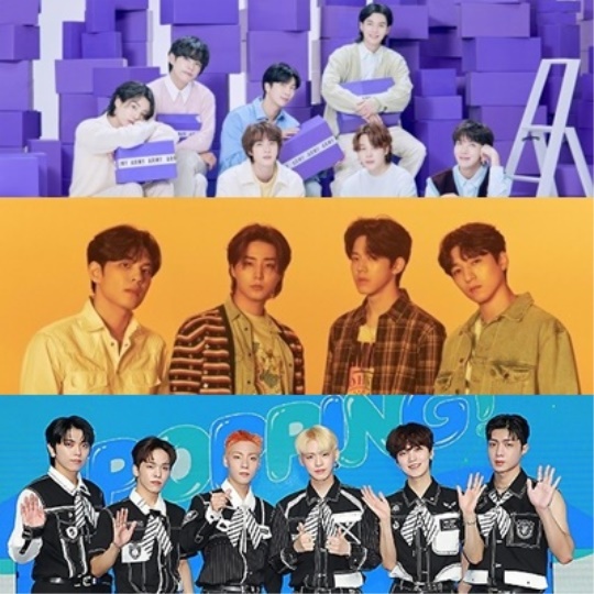 (위부터)방탄소년단, 데이식스, 온앤오프/사진=빅히트 뮤직, JYP, WM엔터테인먼트