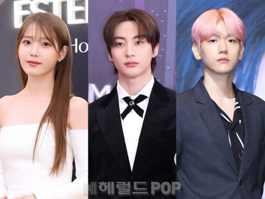 아이유, 앤톤, 백현/사진=헤럴드팝 DB