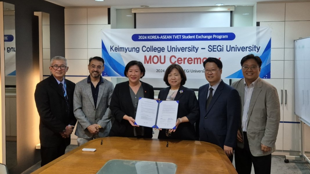 지난 7일 열린 계명문화대와 말레이시아 SEGi University 협약식 모습.[계명문화대 제공]