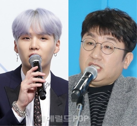 슈가, 방시혁/사진=헤럴드POP DB