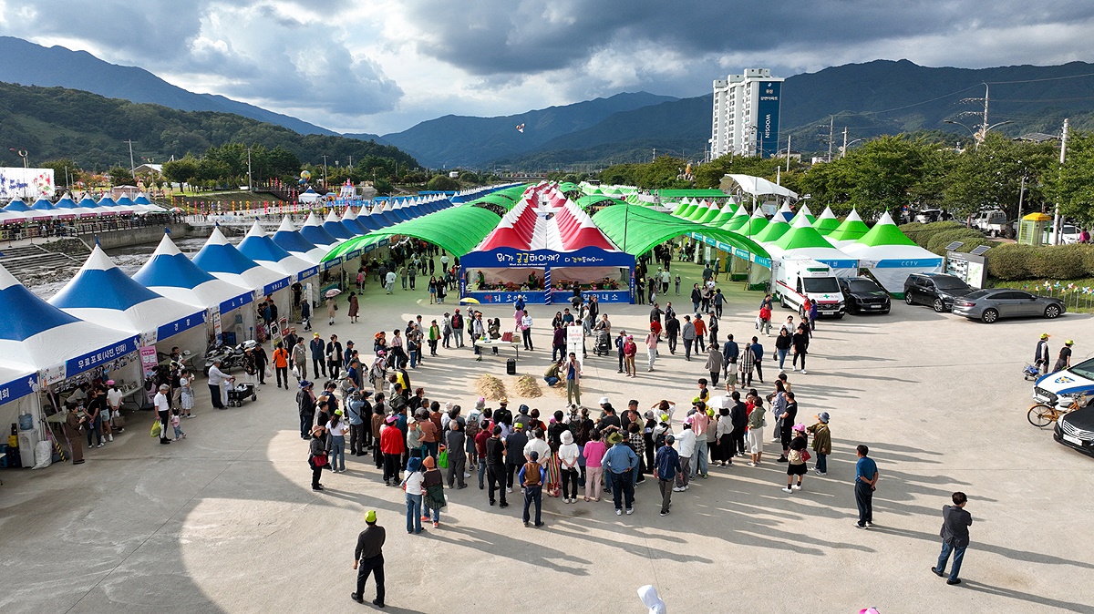 축제장에 모여 있는 관광객모습