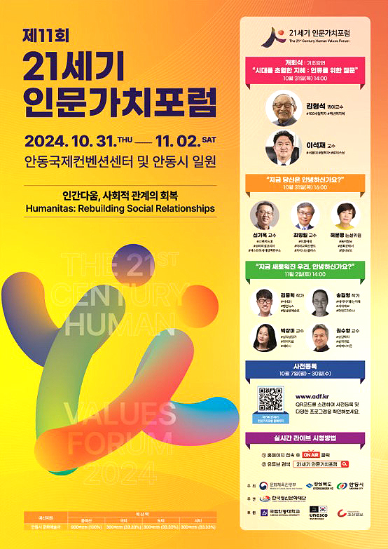 제11회 21세기 인문가치포럼' 포스터 (안동시 제공)
